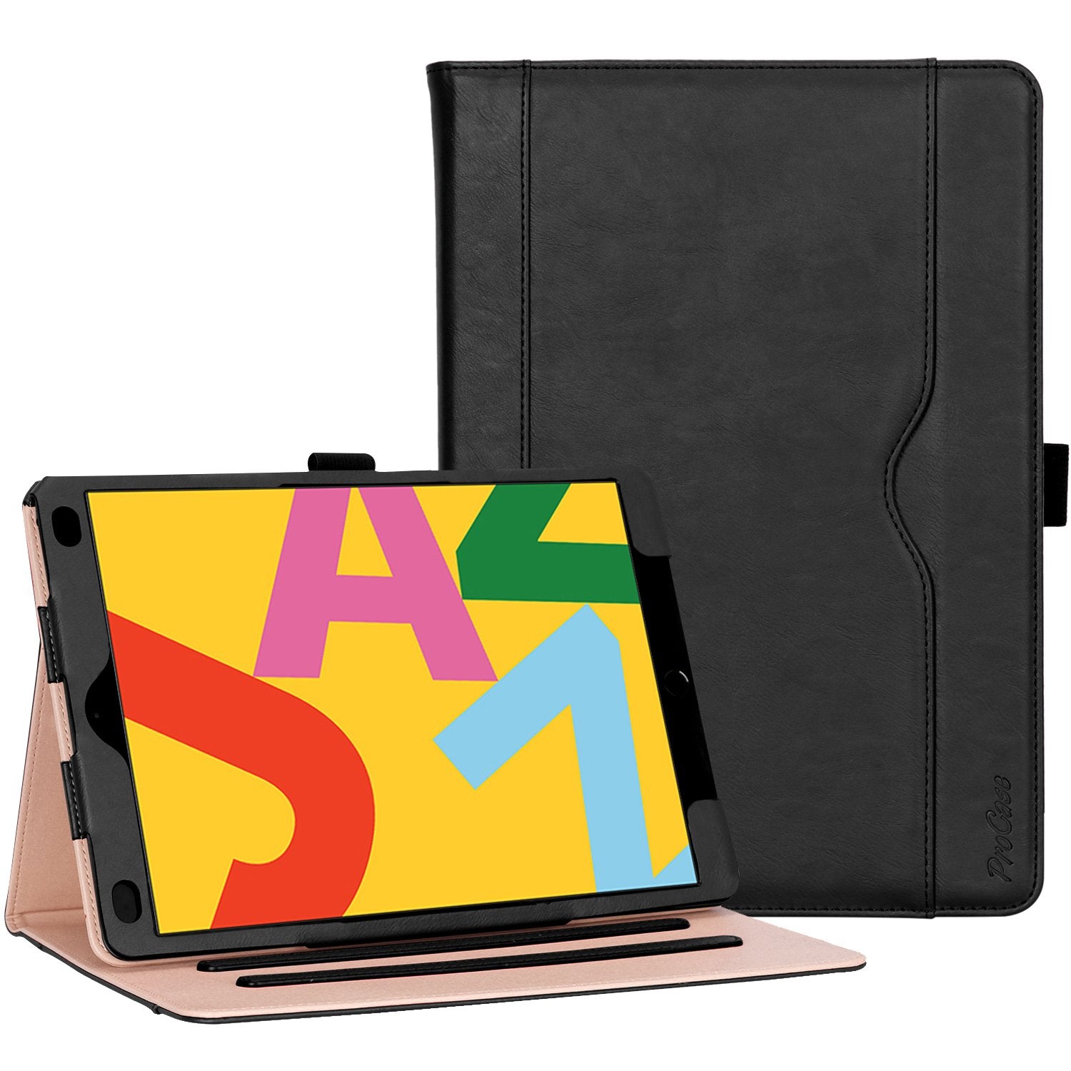 iPad 10.2 7th/8th 2019 2020 Generation Leather Folio Case | ProCase black
